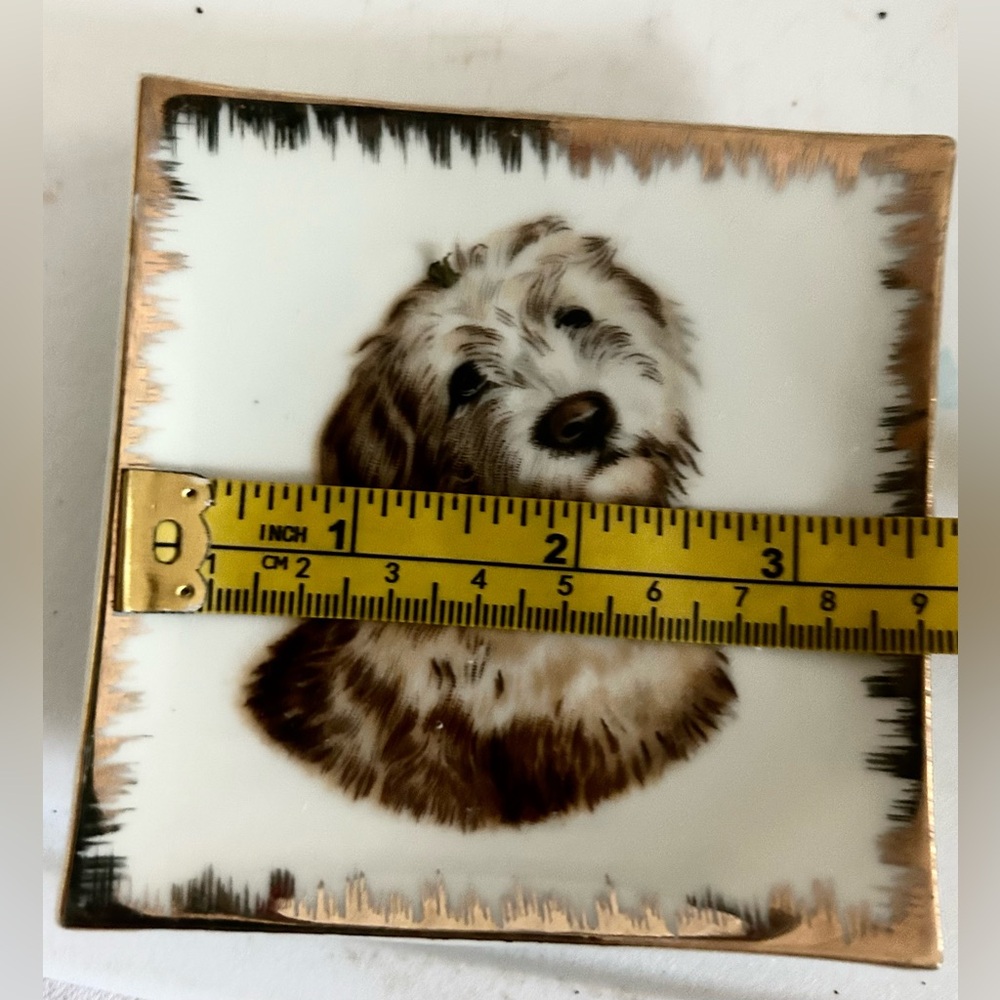 Vintage Made in Japan World Creations Orimco Miniature Schnauzer Gold trim plate - Picture 3 of 4